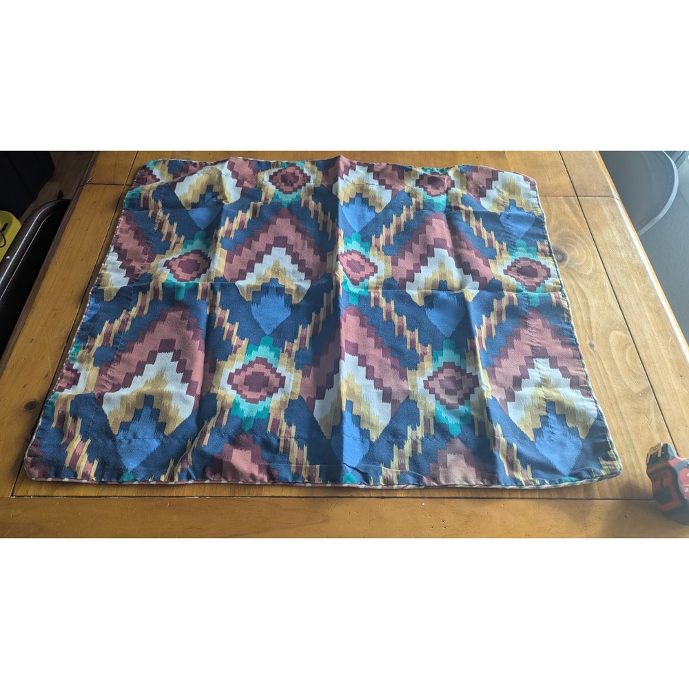 90 Southwestern Ikat Pillow Shams Set of 2 Blue Brown Teal Geometric 26x30‎ Euro